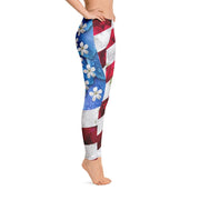 Floral USA Flag Leggings